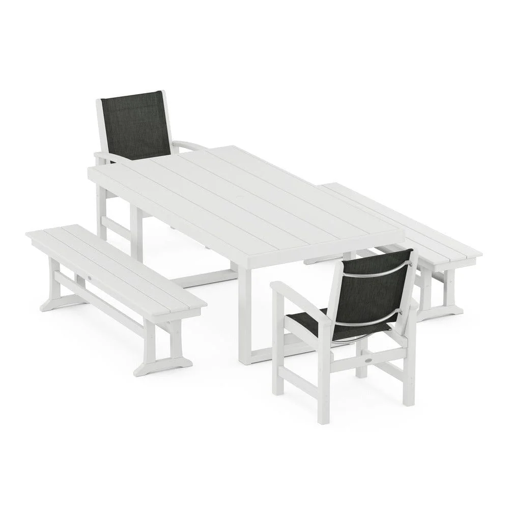 POLYWOOD® - Coastal 5-Piece Dining Set with Trestle Legs - PWS870 - Image 92