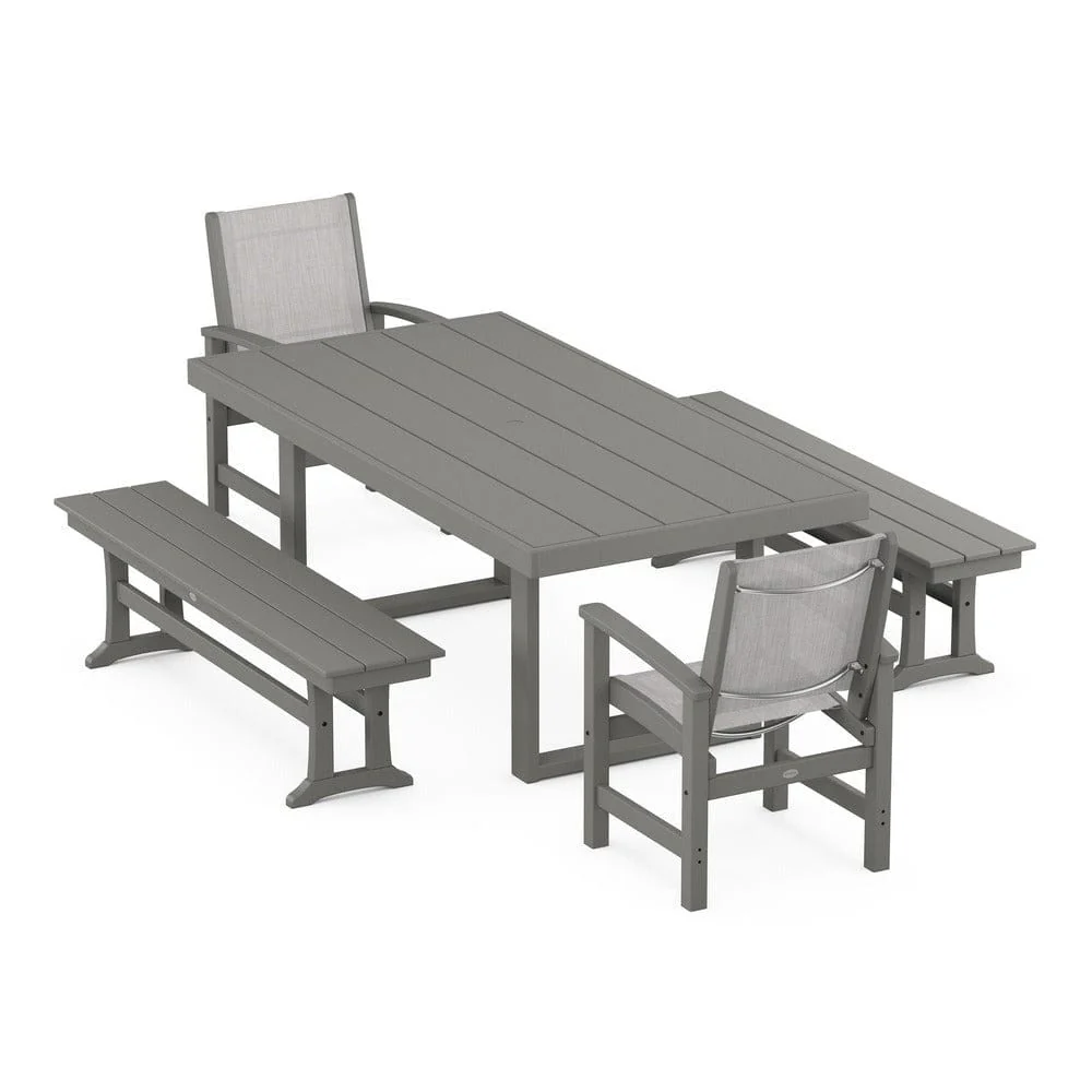 POLYWOOD® - Coastal 5-Piece Dining Set with Trestle Legs - PWS870 - Image 96
