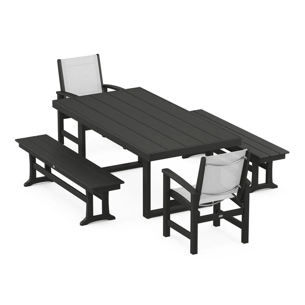 POLYWOOD® - Coastal 5-Piece Dining Set with Trestle Legs - PWS870 - Image 97