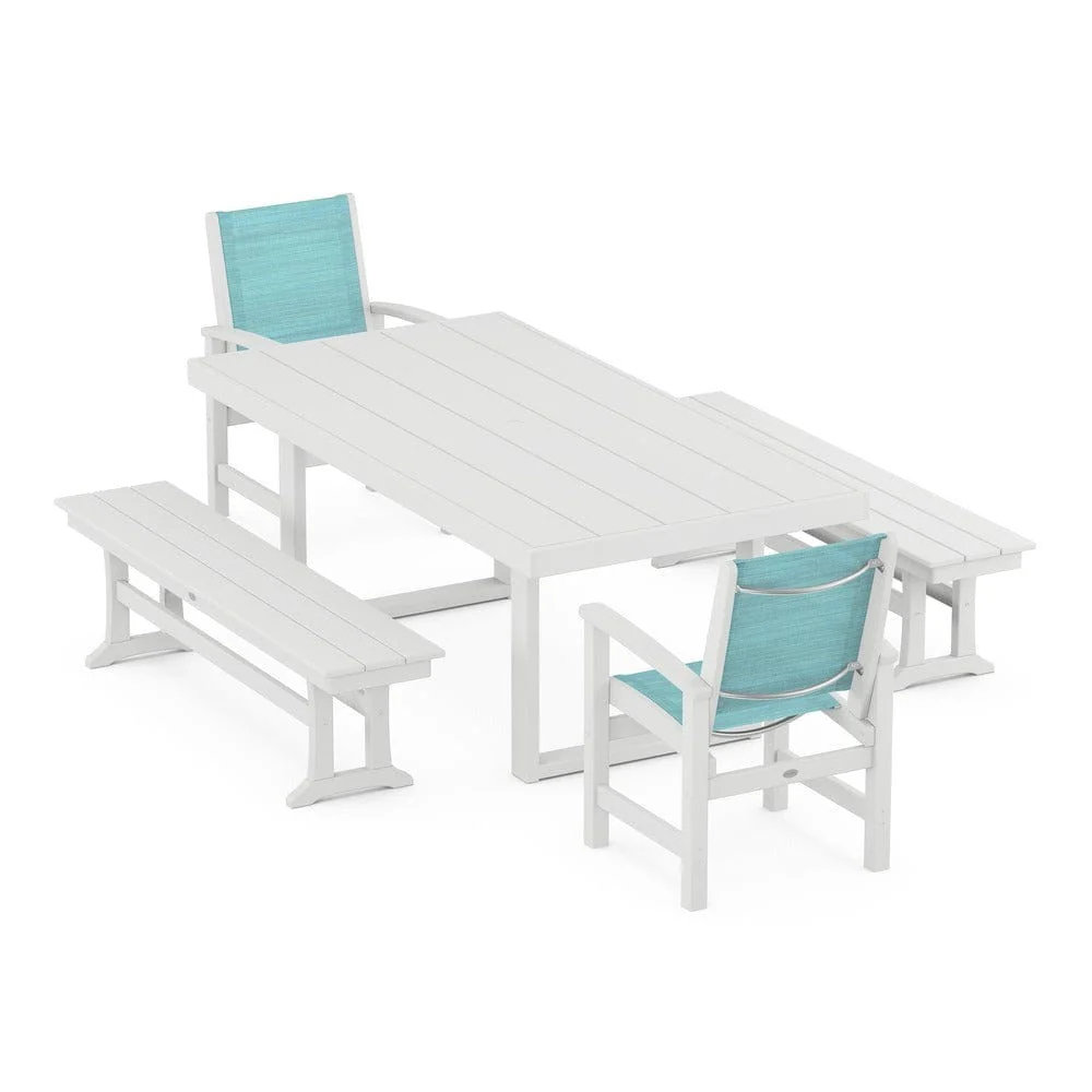 POLYWOOD® - Coastal 5-Piece Dining Set with Trestle Legs - PWS870 - Image 98
