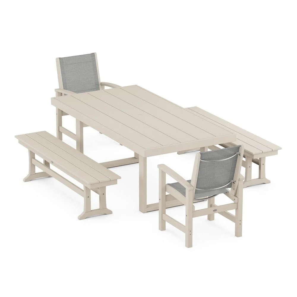 POLYWOOD® - Coastal 5-Piece Dining Set with Trestle Legs - PWS870 - Image 99