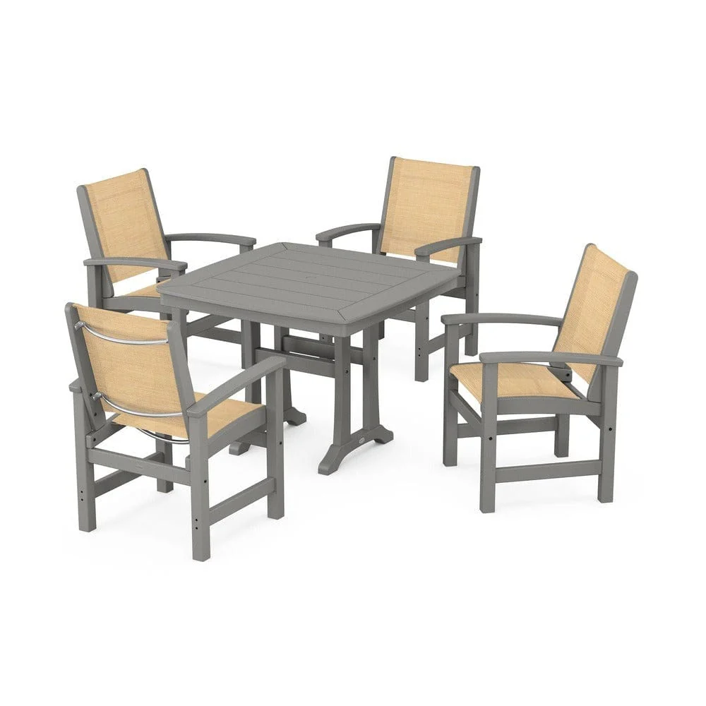 POLYWOOD® - Coastal 5-Piece Dining Set with Trestle Legs - PWS966 - Image 49