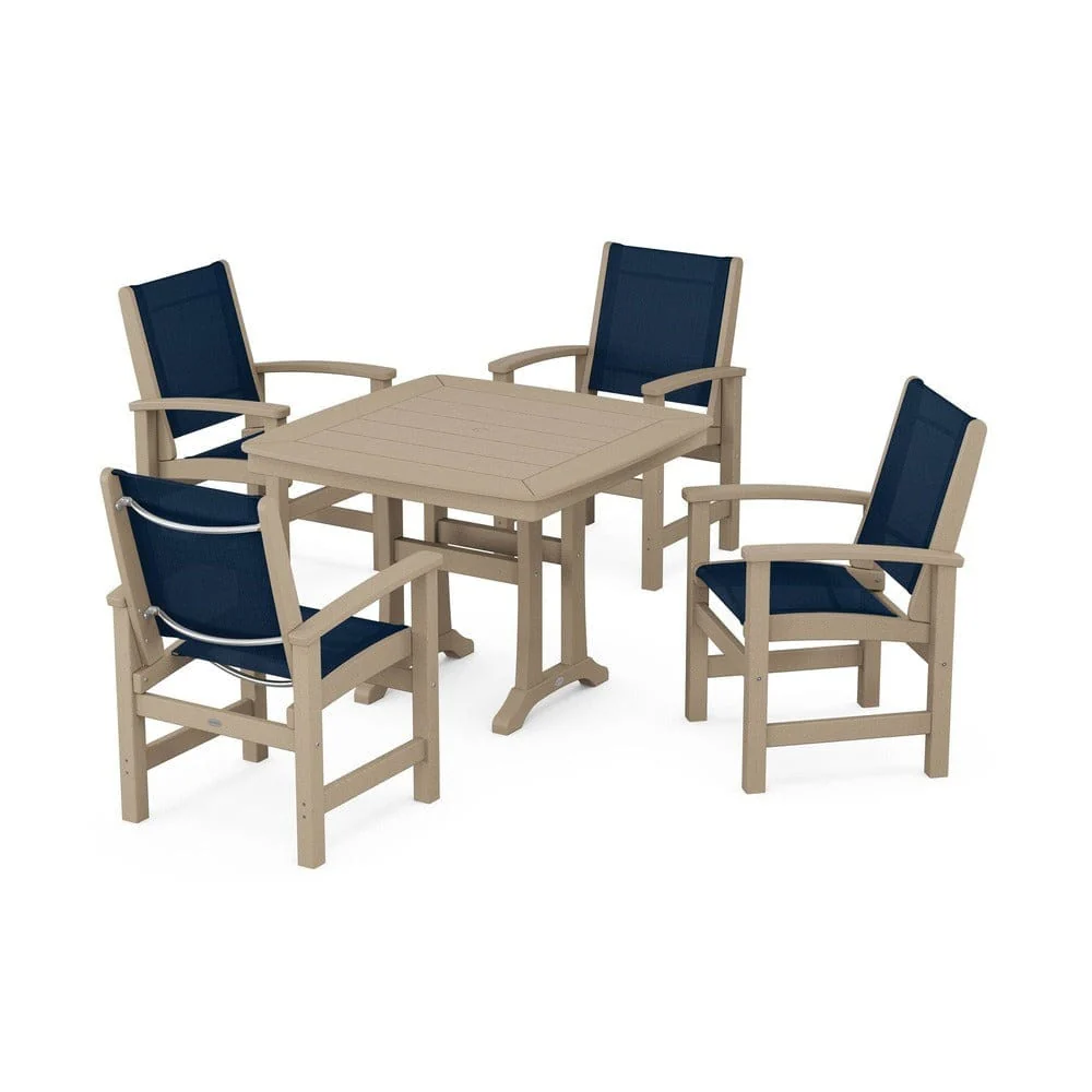 POLYWOOD® - Coastal 5-Piece Dining Set with Trestle Legs - PWS966 - Image 58