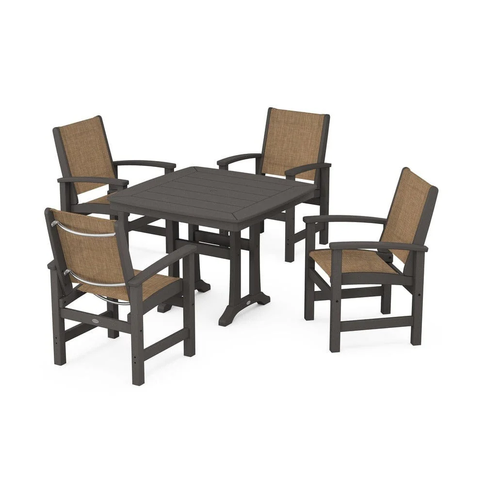 POLYWOOD® - Coastal 5-Piece Dining Set with Trestle Legs - PWS966 - Image 83