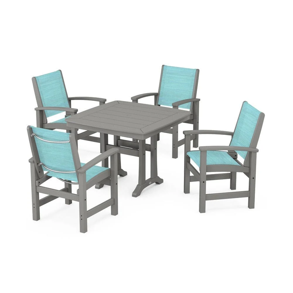 POLYWOOD® - Coastal 5-Piece Dining Set with Trestle Legs - PWS966 - Image 95