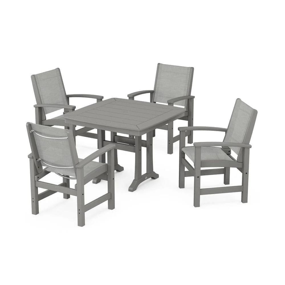 POLYWOOD® - Coastal 5-Piece Dining Set with Trestle Legs - PWS966 - Image 96