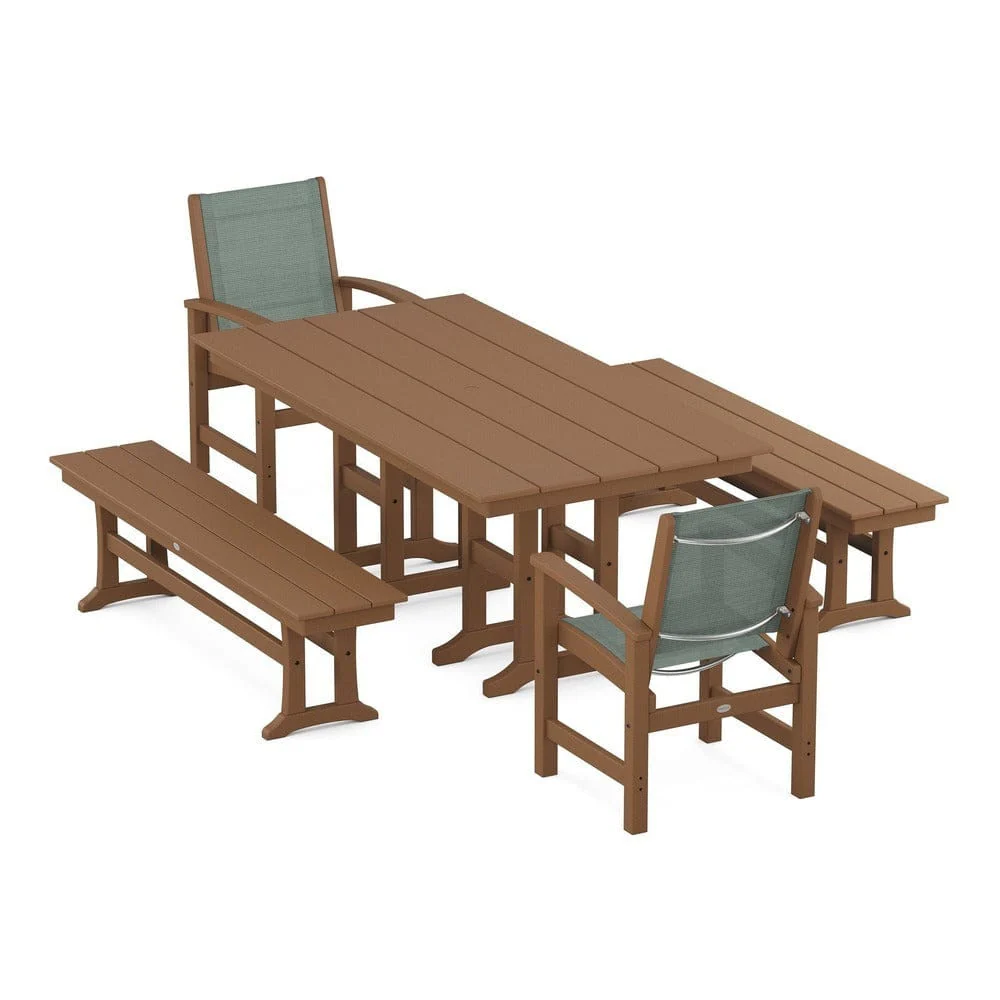 POLYWOOD® - Coastal 5-Piece Farmhouse Dining Set - PWS1175 - Image 11