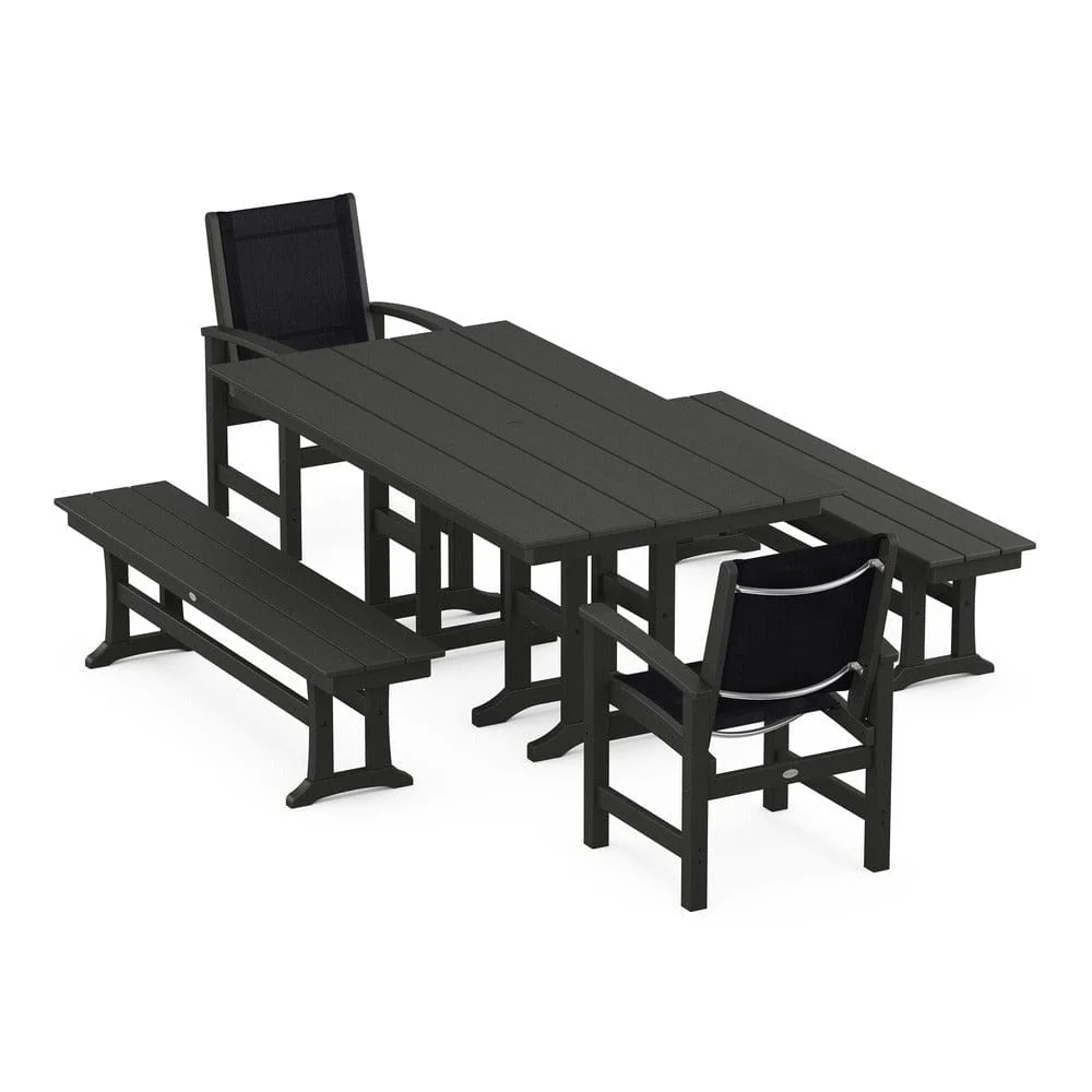 POLYWOOD® - Coastal 5-Piece Farmhouse Dining Set - PWS1175 - Image 110