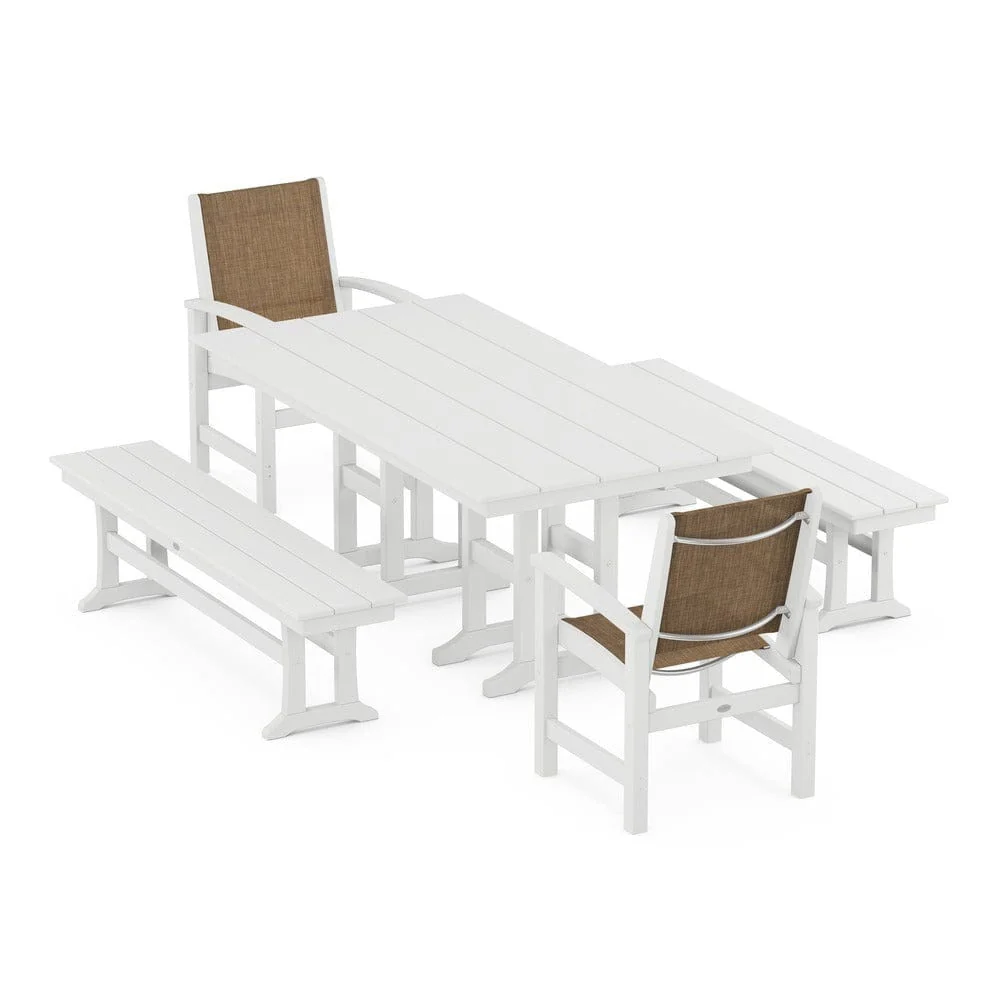 POLYWOOD® - Coastal 5-Piece Farmhouse Dining Set - PWS1175 - Image 111