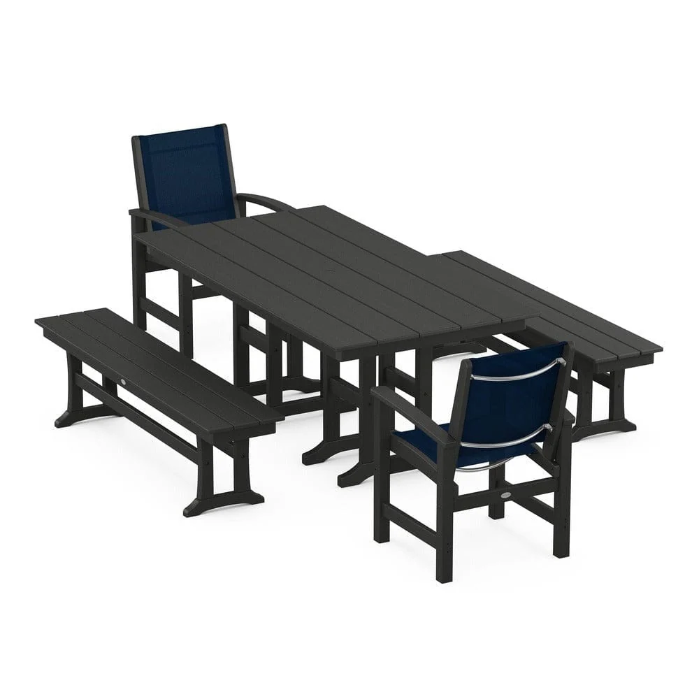 POLYWOOD® - Coastal 5-Piece Farmhouse Dining Set - PWS1175 - Image 122