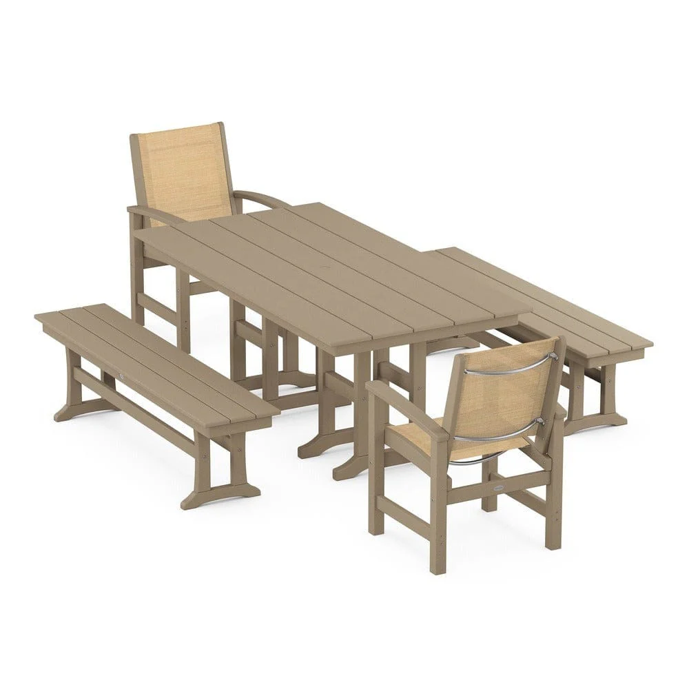 POLYWOOD® - Coastal 5-Piece Farmhouse Dining Set - PWS1175 - Image 27