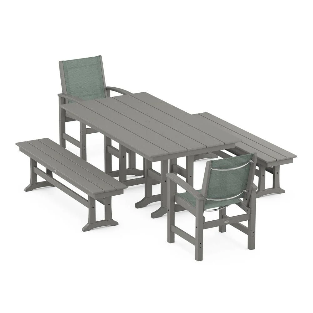 POLYWOOD® - Coastal 5-Piece Farmhouse Dining Set - PWS1175 - Image 48