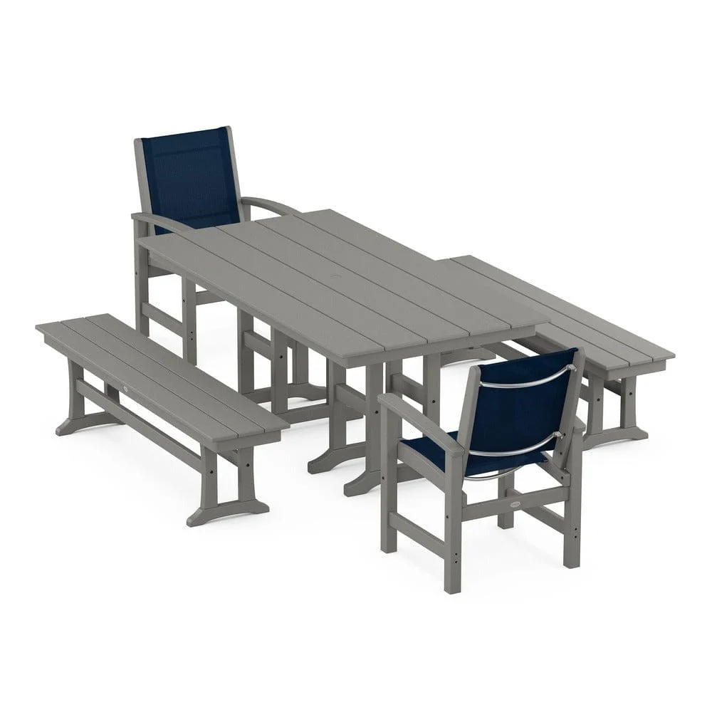 POLYWOOD® - Coastal 5-Piece Farmhouse Dining Set - PWS1175 - Image 50