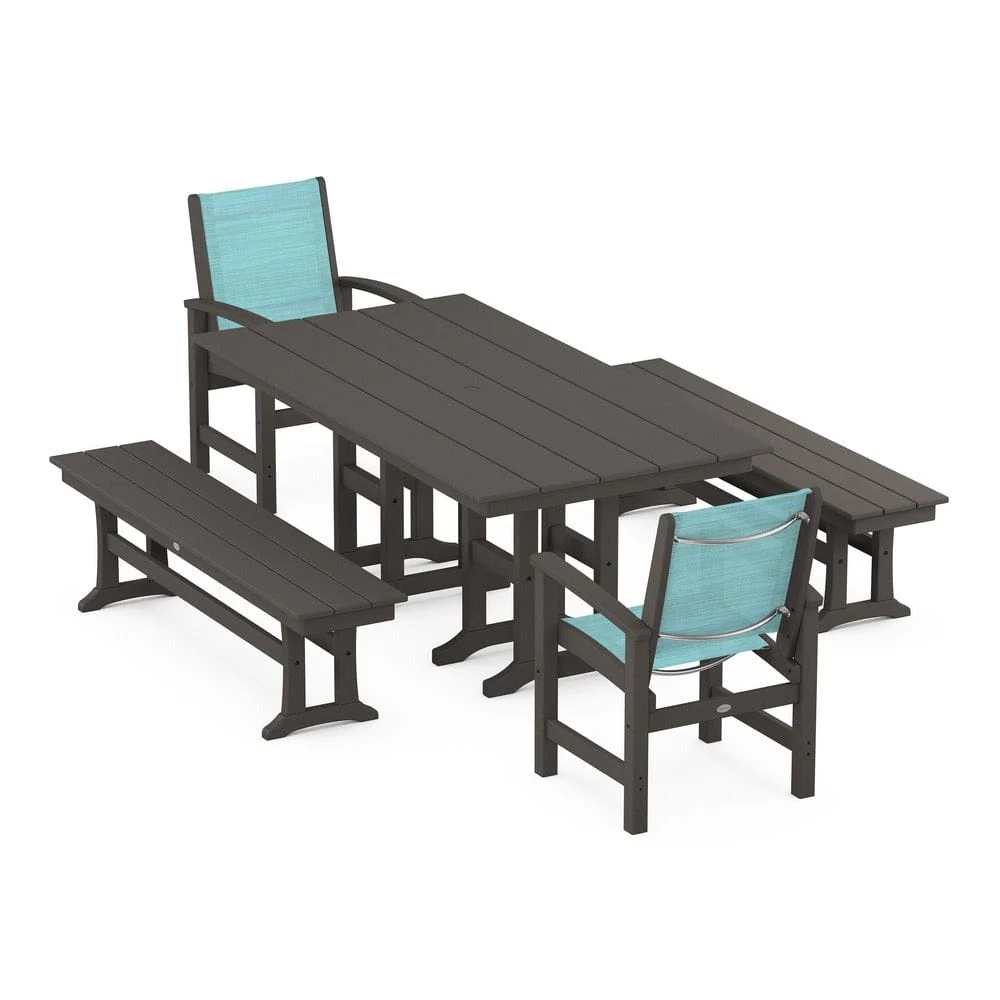 POLYWOOD® - Coastal 5-Piece Farmhouse Dining Set - PWS1175 - Image 54
