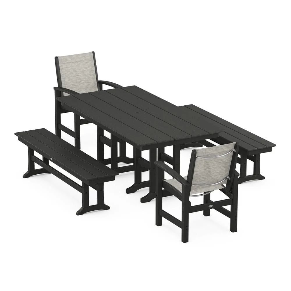 POLYWOOD® - Coastal 5-Piece Farmhouse Dining Set - PWS1175 - Image 55