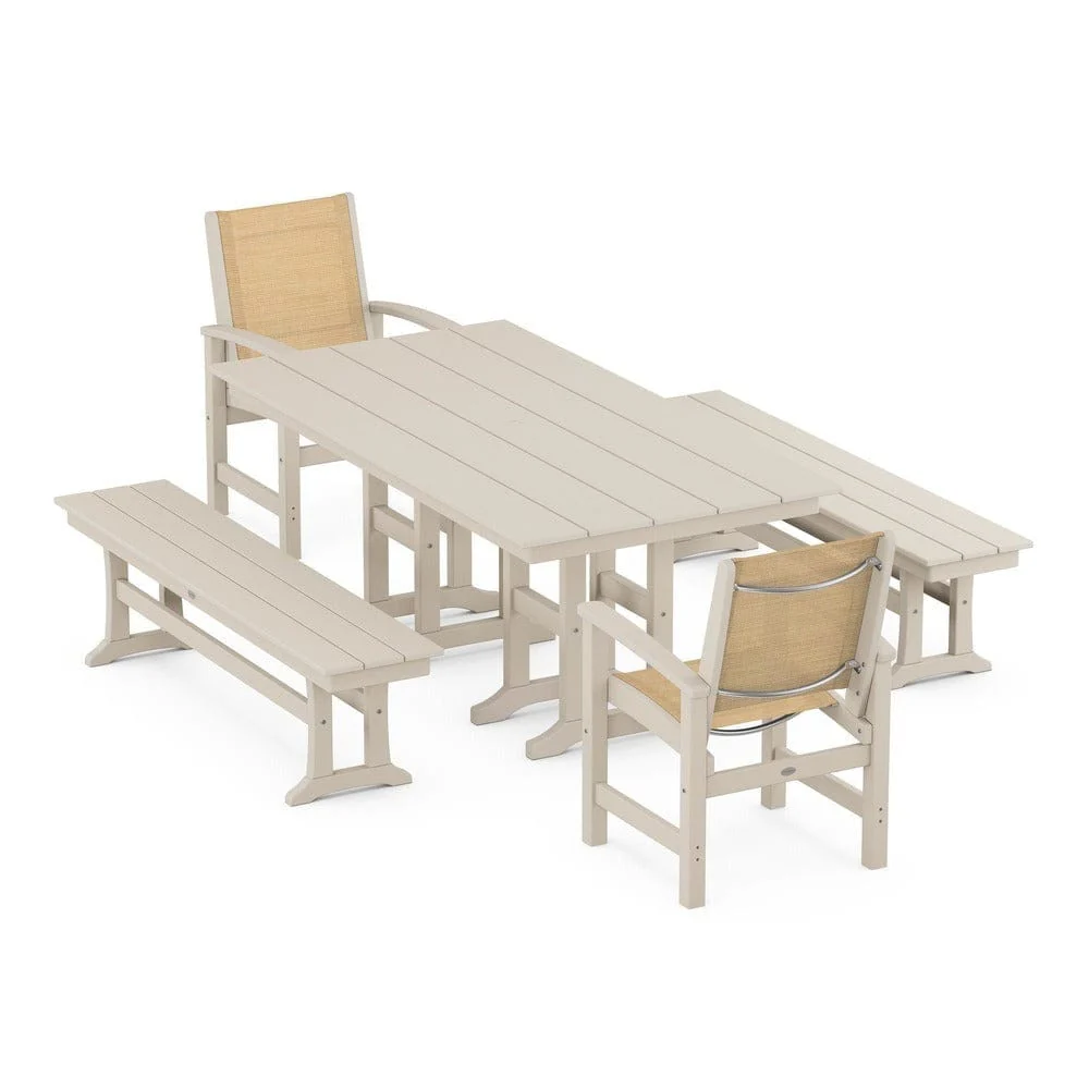 POLYWOOD® - Coastal 5-Piece Farmhouse Dining Set - PWS1175 - Image 63