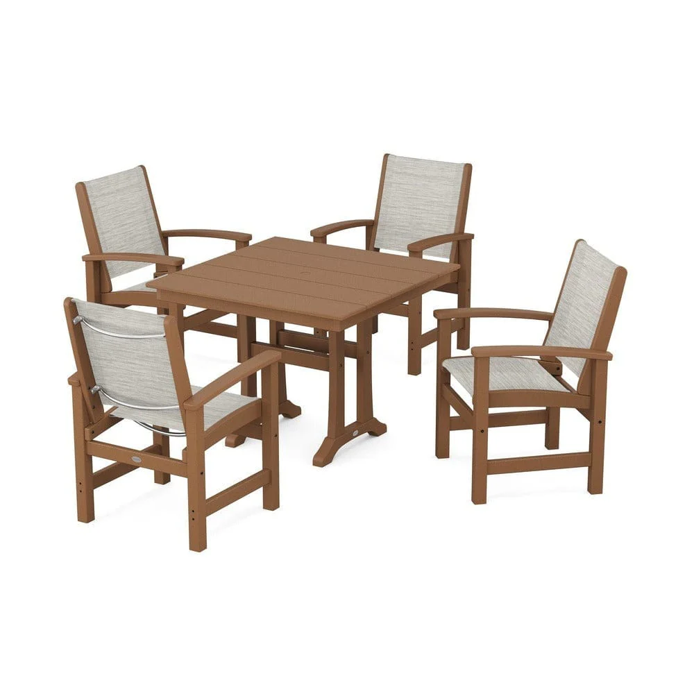 POLYWOOD® - Coastal 5-Piece Farmhouse Dining Set With Trestle Legs - PWS944 - Image 103
