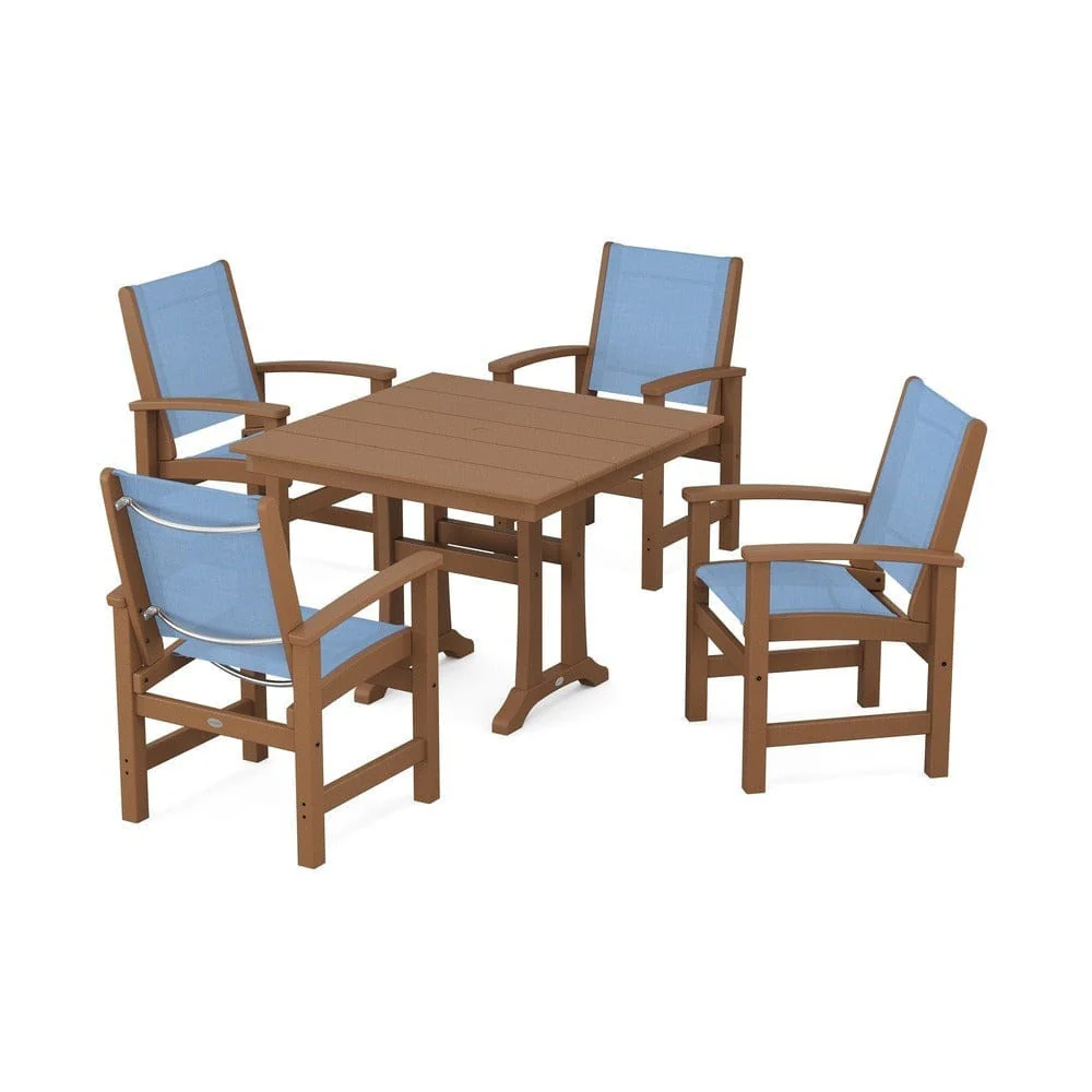 POLYWOOD® - Coastal 5-Piece Farmhouse Dining Set With Trestle Legs - PWS944 - Image 104