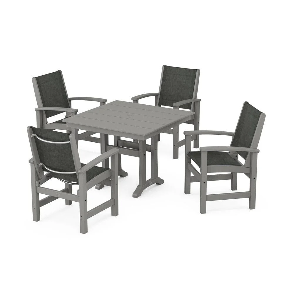 POLYWOOD® - Coastal 5-Piece Farmhouse Dining Set With Trestle Legs - PWS944 - Image 107