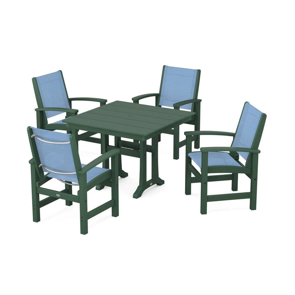 POLYWOOD® - Coastal 5-Piece Farmhouse Dining Set With Trestle Legs - PWS944 - Image 111
