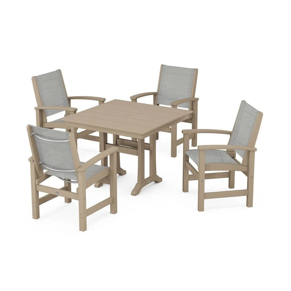 POLYWOOD® - Coastal 5-Piece Farmhouse Dining Set With Trestle Legs - PWS944 - Image 114