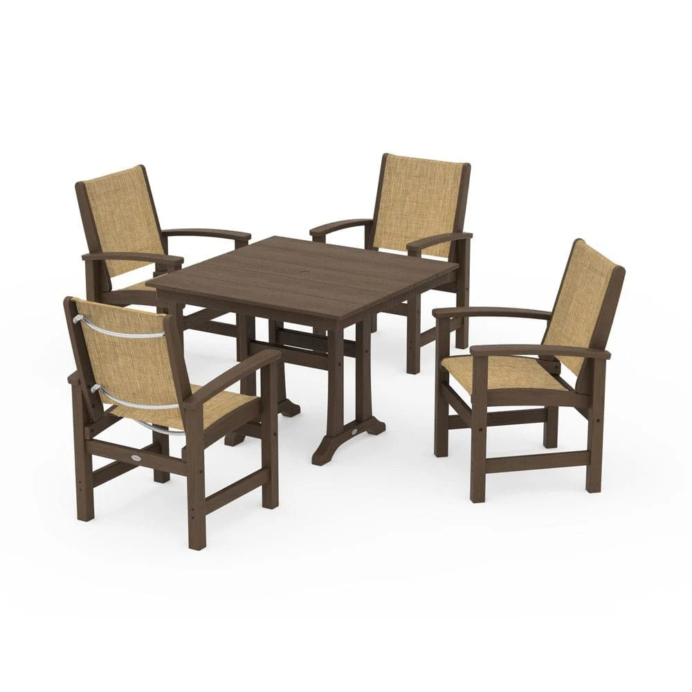 POLYWOOD® - Coastal 5-Piece Farmhouse Dining Set With Trestle Legs - PWS944 - Image 125