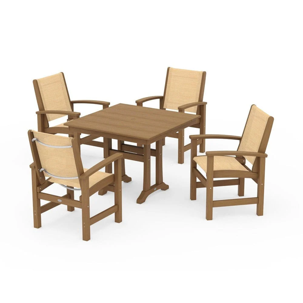 POLYWOOD® - Coastal 5-Piece Farmhouse Dining Set With Trestle Legs - PWS944 - Image 126