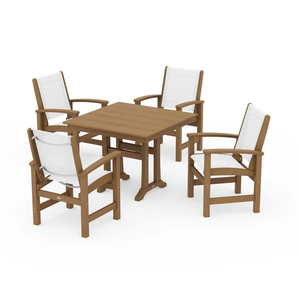 POLYWOOD® - Coastal 5-Piece Farmhouse Dining Set With Trestle Legs - PWS944 - Image 129