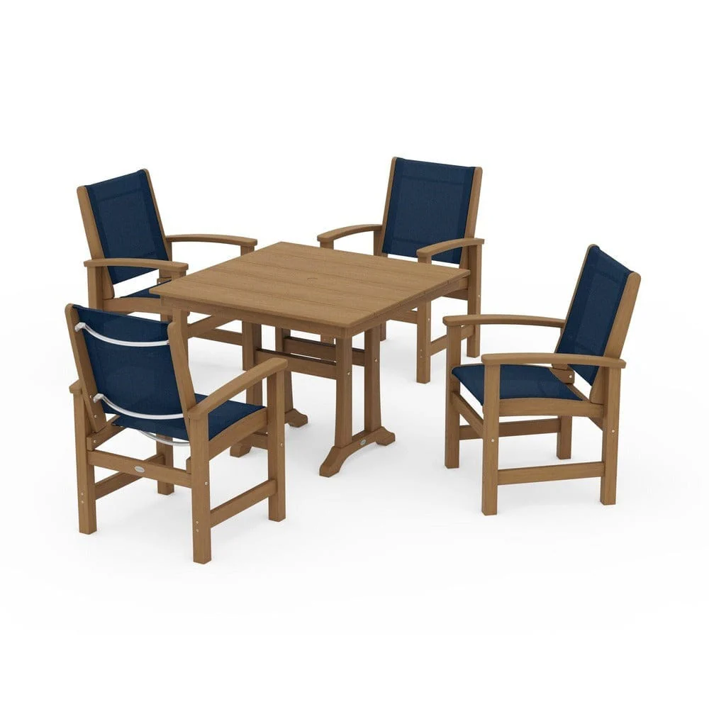 POLYWOOD® - Coastal 5-Piece Farmhouse Dining Set With Trestle Legs - PWS944 - Image 133