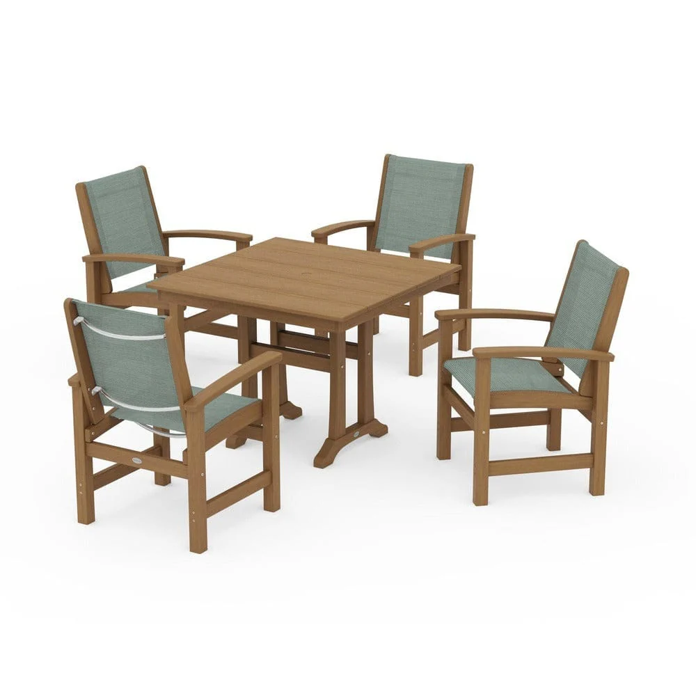 POLYWOOD® - Coastal 5-Piece Farmhouse Dining Set With Trestle Legs - PWS944 - Image 134
