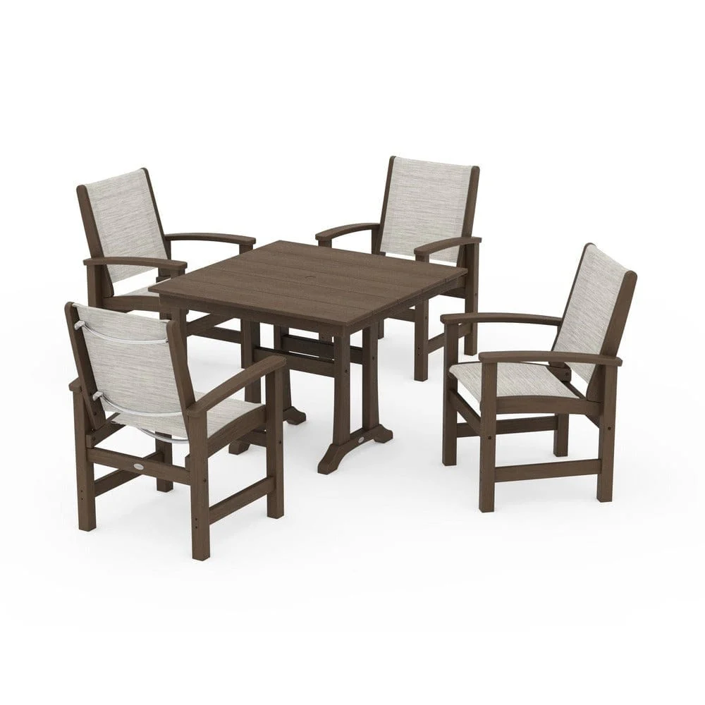 POLYWOOD® - Coastal 5-Piece Farmhouse Dining Set With Trestle Legs - PWS944 - Image 138
