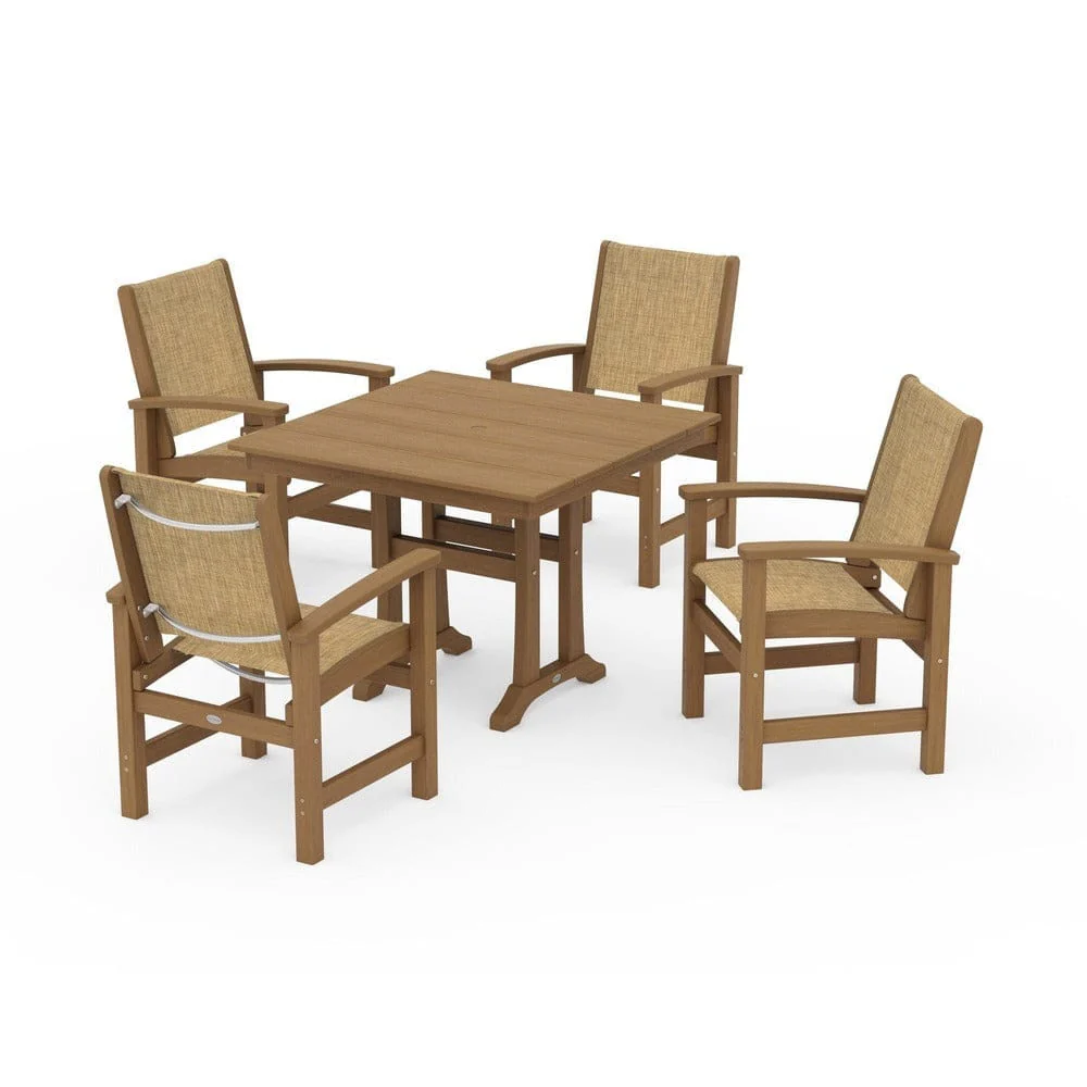 POLYWOOD® - Coastal 5-Piece Farmhouse Dining Set With Trestle Legs - PWS944 - Image 139