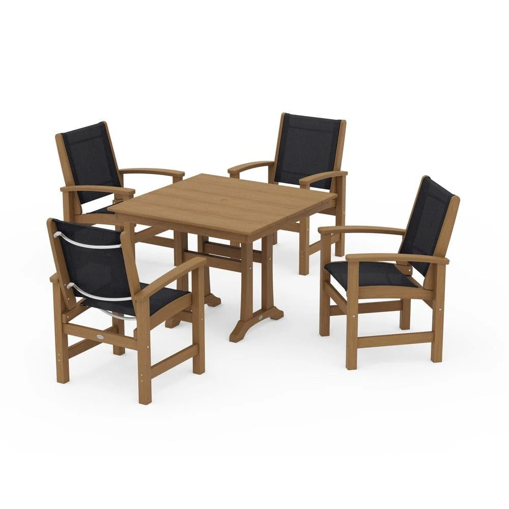 POLYWOOD® - Coastal 5-Piece Farmhouse Dining Set With Trestle Legs - PWS944 - Image 144