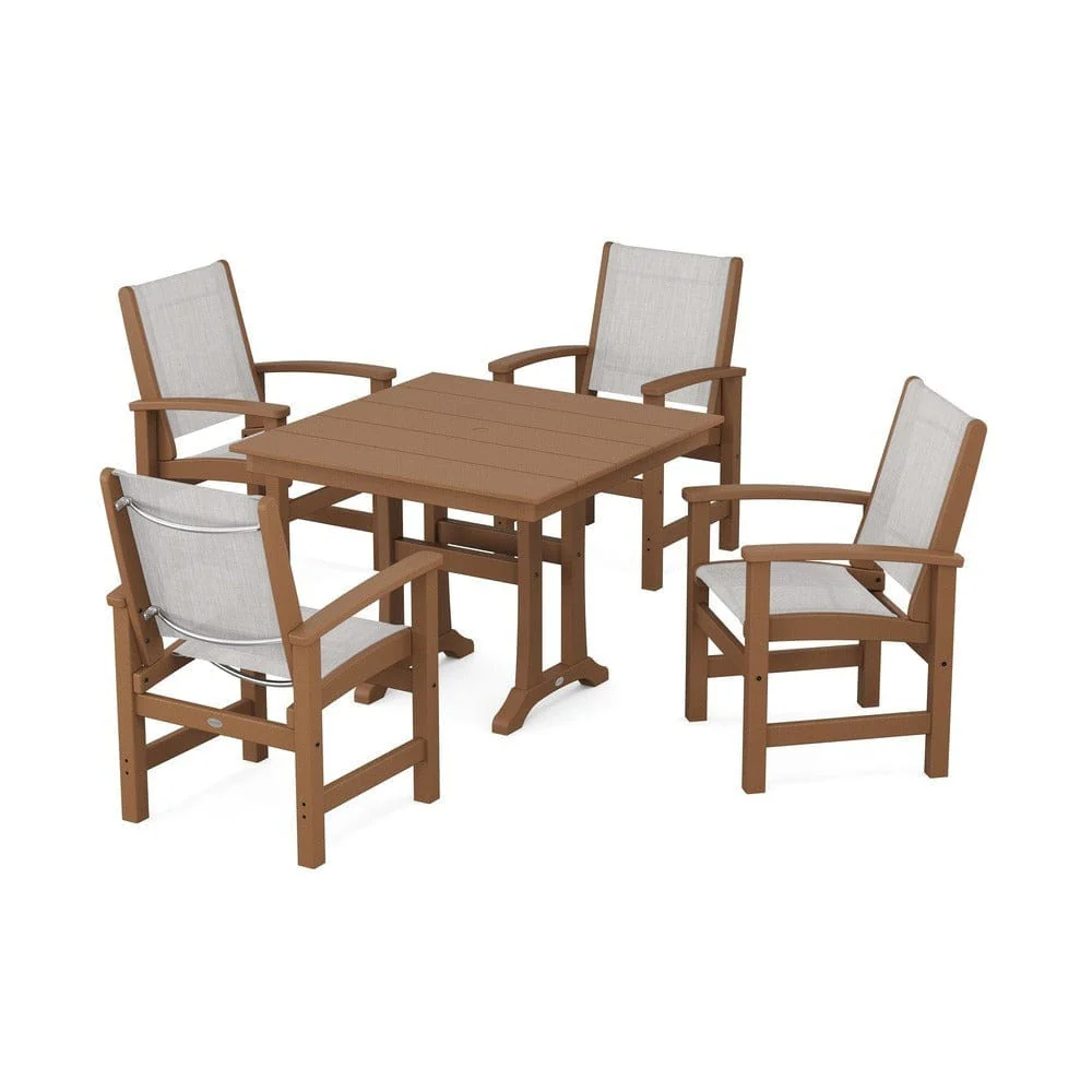 POLYWOOD® - Coastal 5-Piece Farmhouse Dining Set With Trestle Legs - PWS944 - Image 16