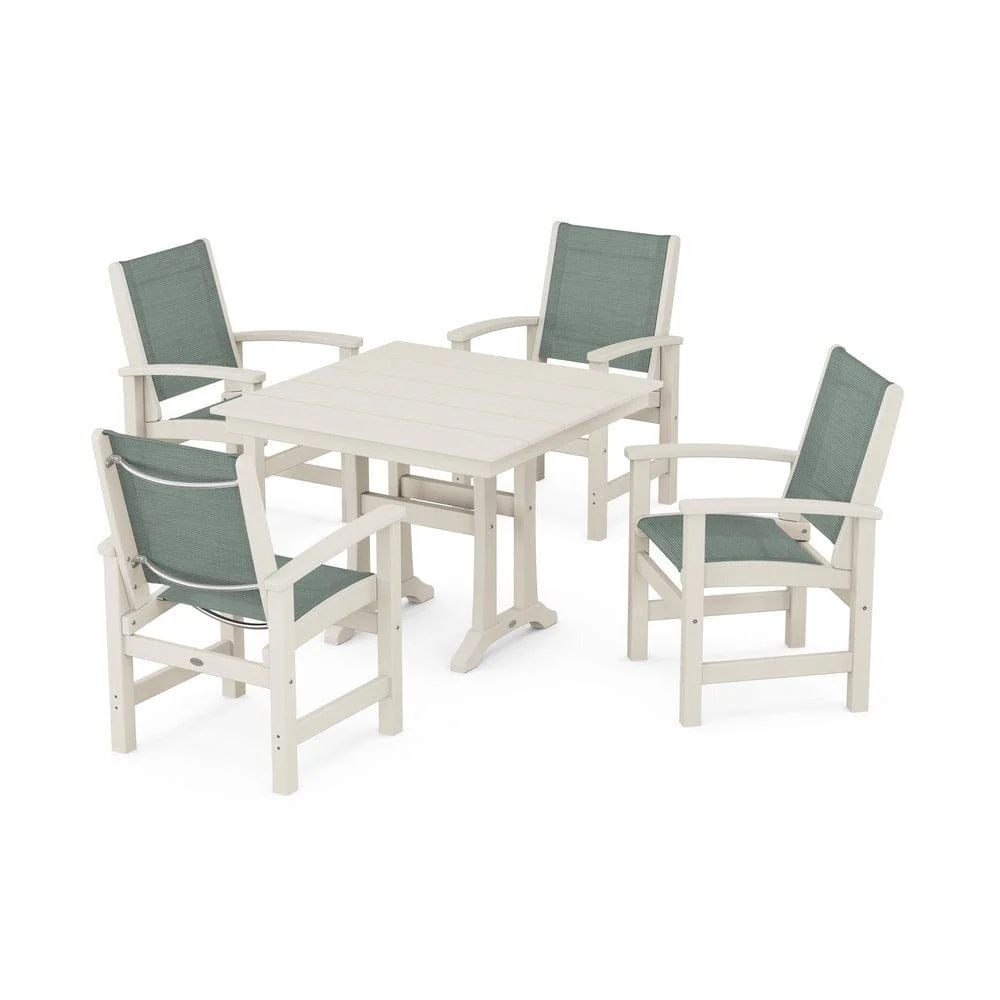 POLYWOOD® - Coastal 5-Piece Farmhouse Dining Set With Trestle Legs - PWS944 - Image 31