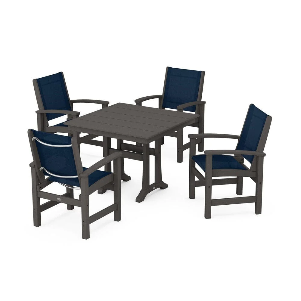 POLYWOOD® - Coastal 5-Piece Farmhouse Dining Set With Trestle Legs - PWS944 - Image 37