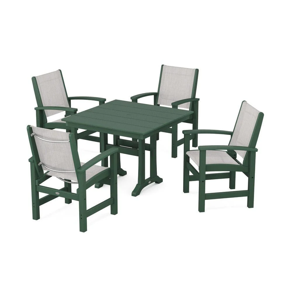 POLYWOOD® - Coastal 5-Piece Farmhouse Dining Set With Trestle Legs - PWS944 - Image 4