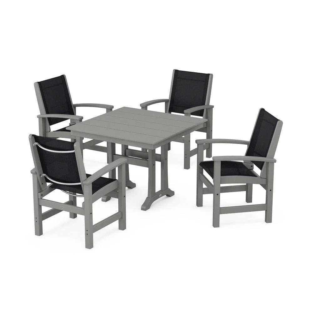 POLYWOOD® - Coastal 5-Piece Farmhouse Dining Set With Trestle Legs - PWS944 - Image 47