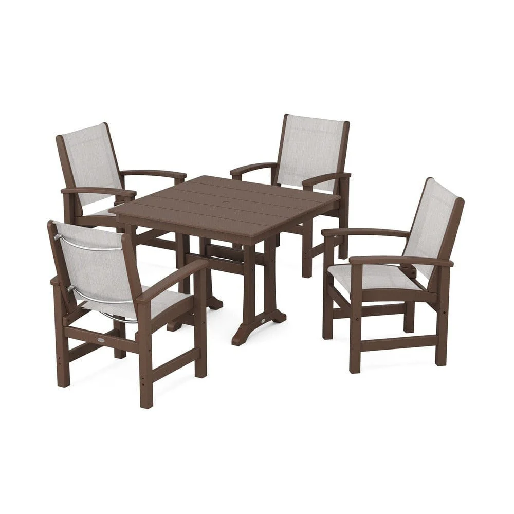 POLYWOOD® - Coastal 5-Piece Farmhouse Dining Set With Trestle Legs - PWS944 - Image 70
