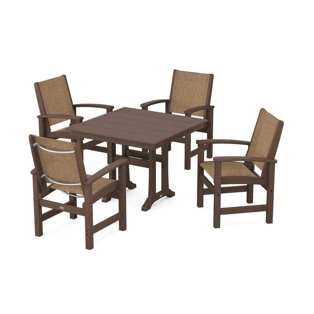 POLYWOOD® - Coastal 5-Piece Farmhouse Dining Set With Trestle Legs - PWS944 - Image 76