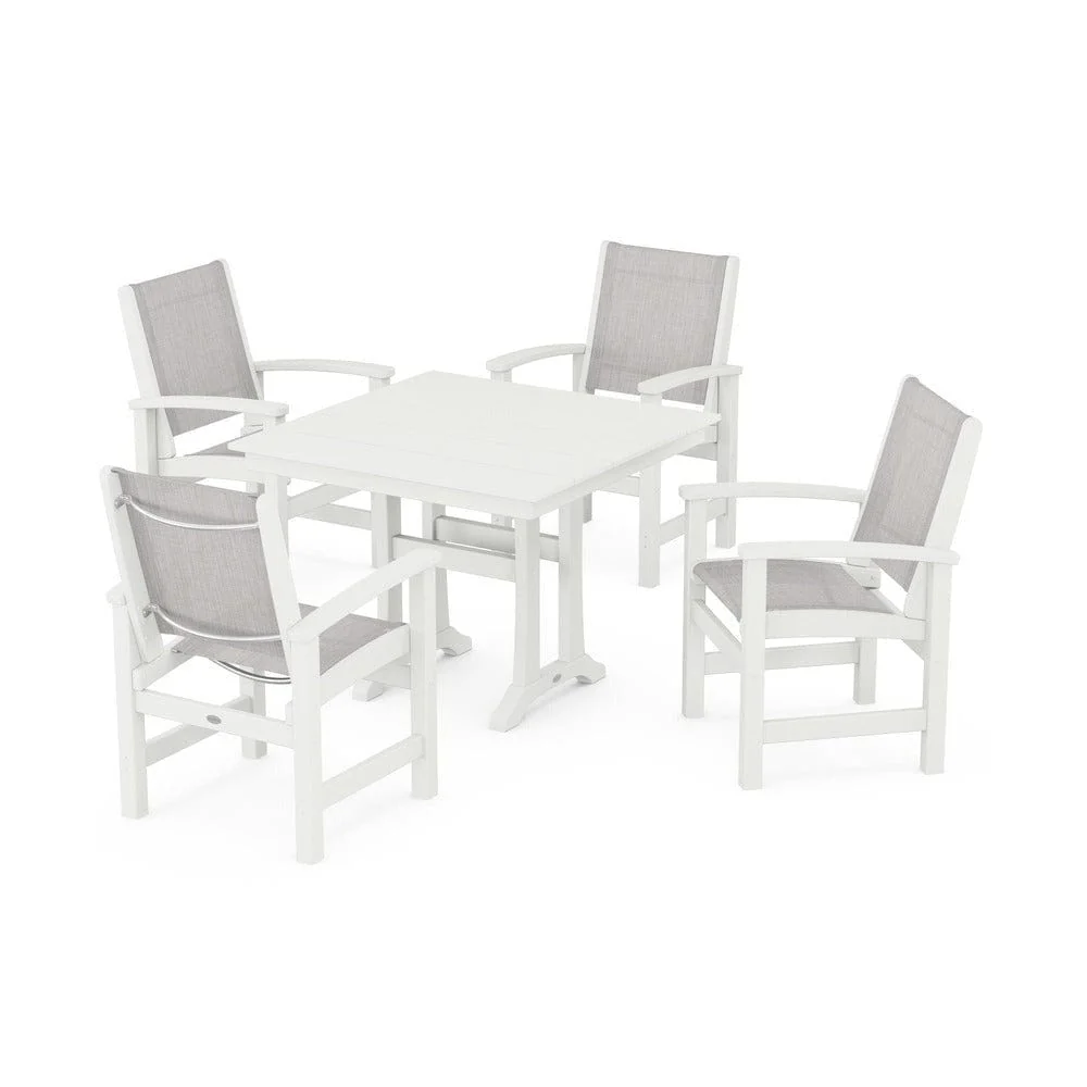 POLYWOOD® - Coastal 5-Piece Farmhouse Dining Set With Trestle Legs - PWS944 - Image 84