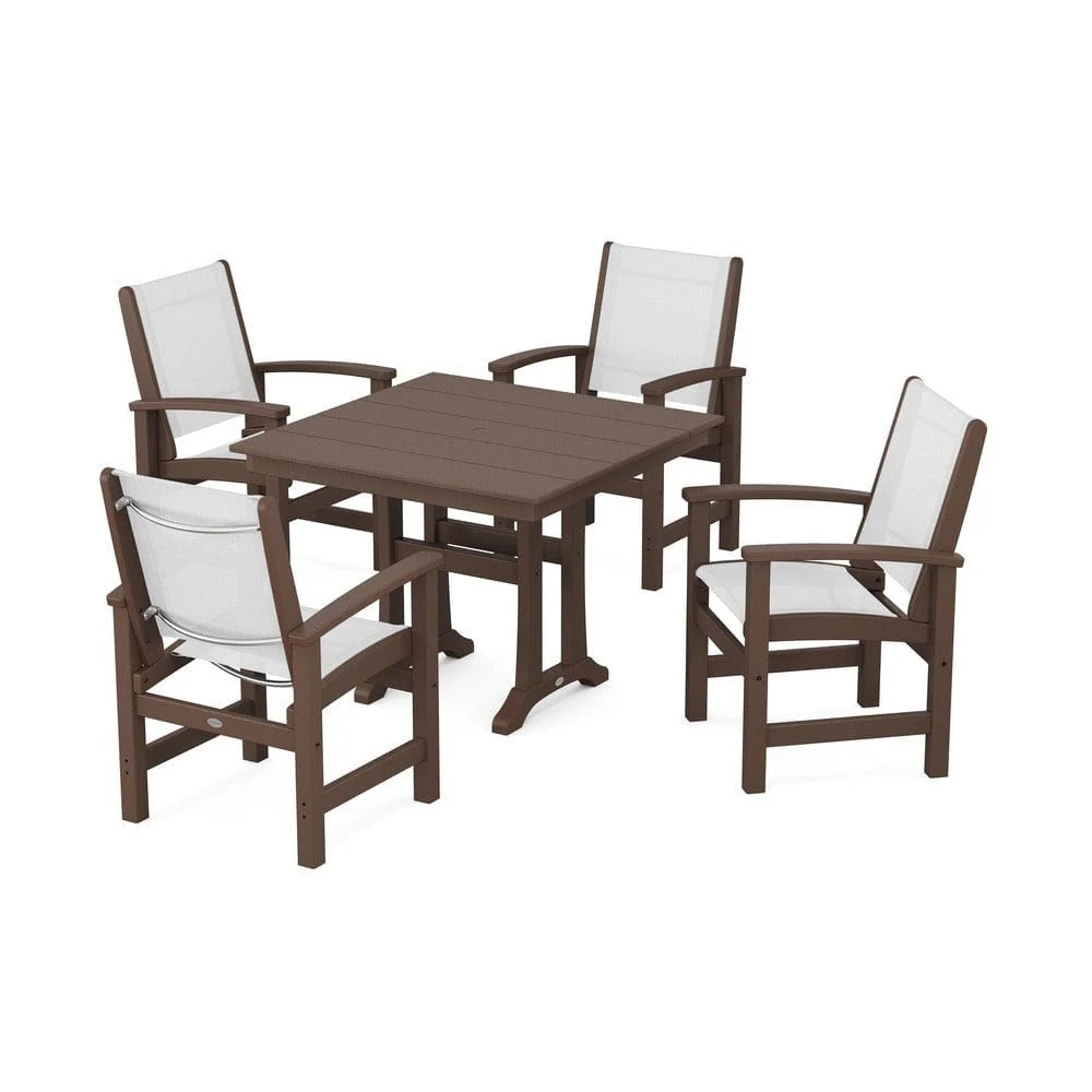POLYWOOD® - Coastal 5-Piece Farmhouse Dining Set With Trestle Legs - PWS944 - Image 87