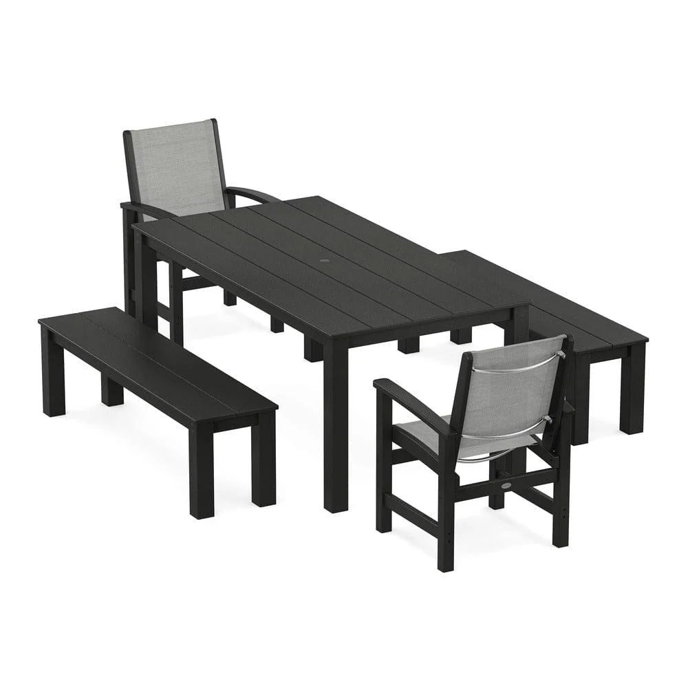 POLYWOOD® - Coastal 5-Piece Parsons Dining Set with Benches - PWS2277 - Image 47