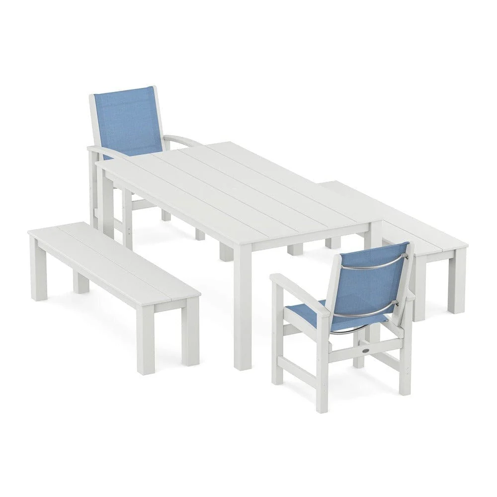POLYWOOD® - Coastal 5-Piece Parsons Dining Set with Benches - PWS2277 - Image 50
