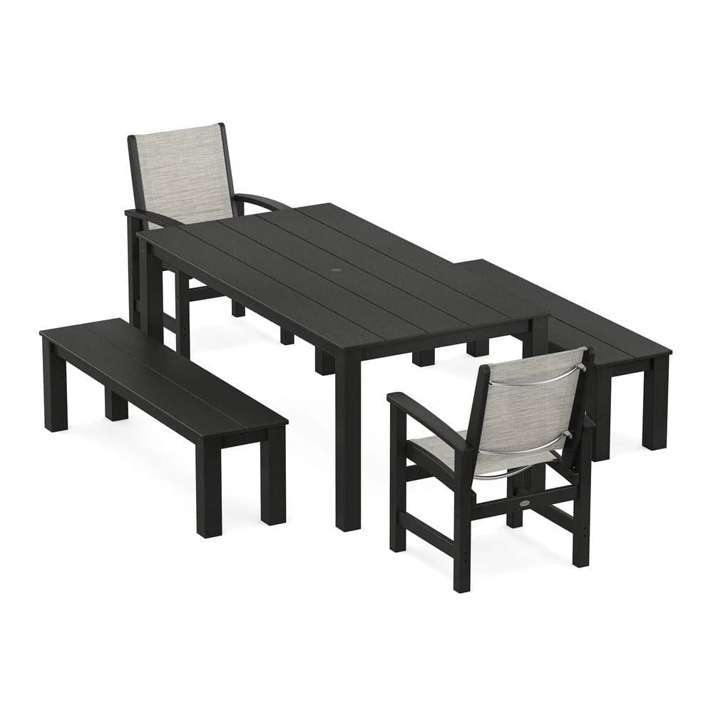 POLYWOOD® - Coastal 5-Piece Parsons Dining Set with Benches - PWS2277 - Image 51