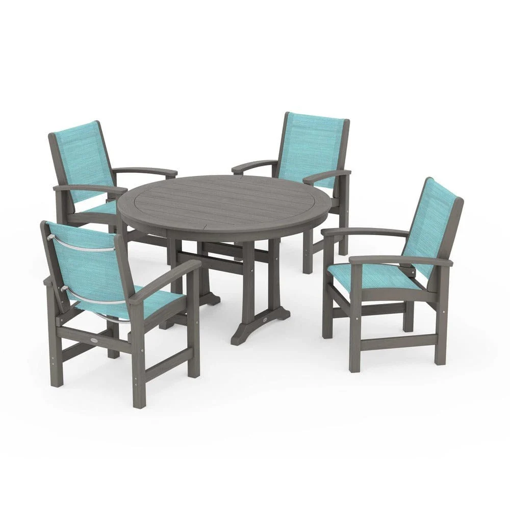 POLYWOOD® - Coastal 5-Piece Round Dining Set with Trestle Legs - PWS1119 - Image 102