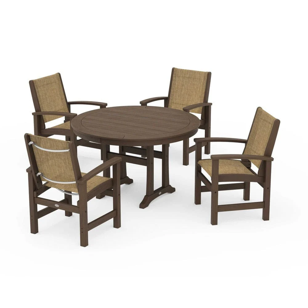 POLYWOOD® - Coastal 5-Piece Round Dining Set with Trestle Legs - PWS1119 - Image 103