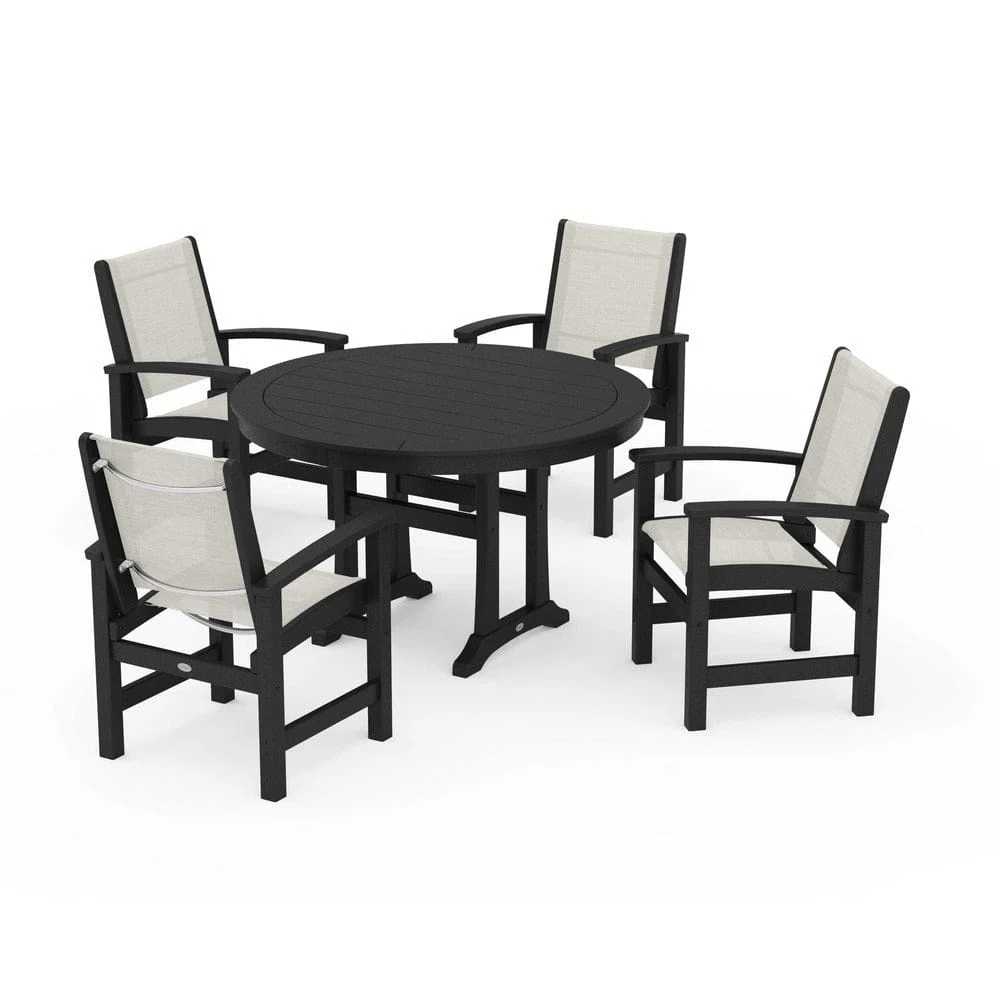 POLYWOOD® - Coastal 5-Piece Round Dining Set with Trestle Legs - PWS1119 - Image 104