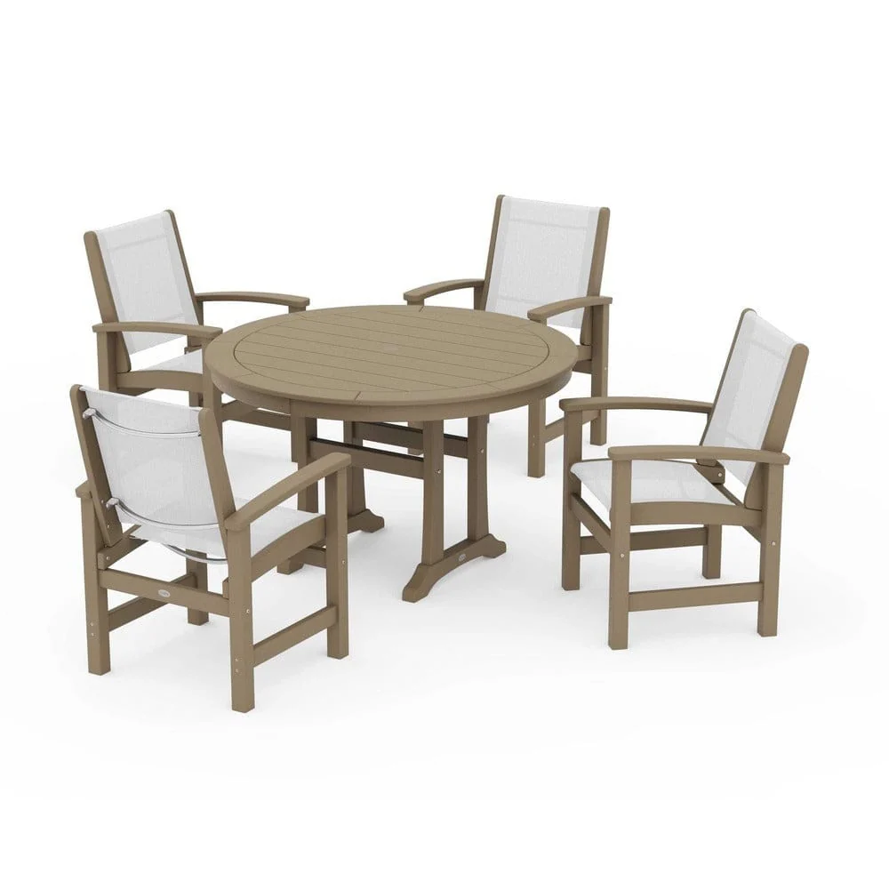 POLYWOOD® - Coastal 5-Piece Round Dining Set with Trestle Legs - PWS1119 - Image 111