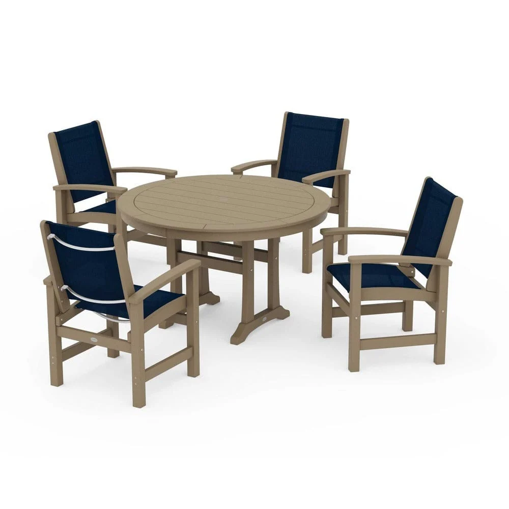 POLYWOOD® - Coastal 5-Piece Round Dining Set with Trestle Legs - PWS1119 - Image 120